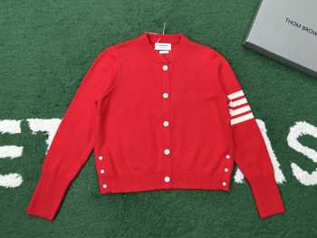 Uubags Thom Browne Wool Hector 4-Bar Cardigan In Red