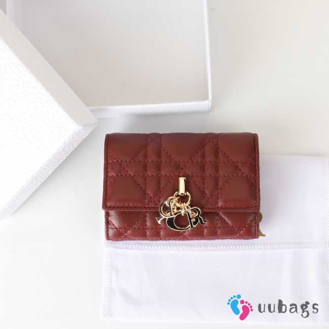 Uubags My Dior Glycine Wallet Cherry Red Cannage Lambskin 11x7.5x3cm - 1