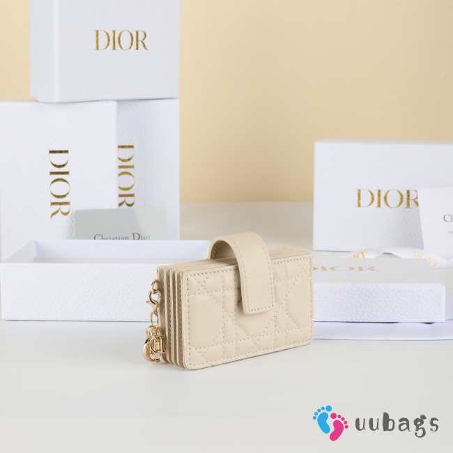 Uubags Lady Dior Jasmine Card Holder Powder Beige Cannage Lambskin 10.5x6x2.5cm - 1
