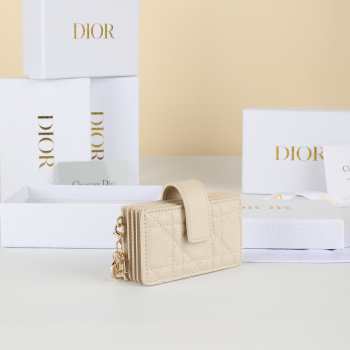 Uubags Lady Dior Jasmine Card Holder Powder Beige Cannage Lambskin 10.5x6x2.5cm