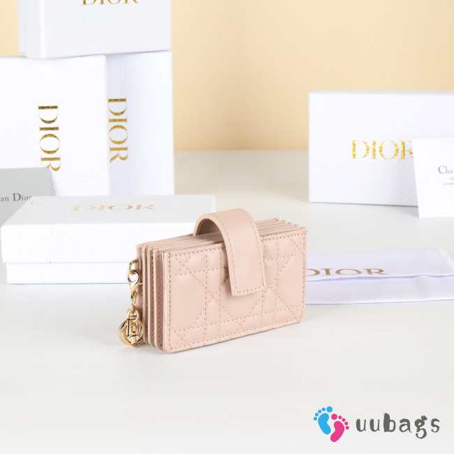 Uubags Lady Dior Jasmine Card Holder Powder Pink Cannage Lambskin 10.5x6x2.5cm - 1