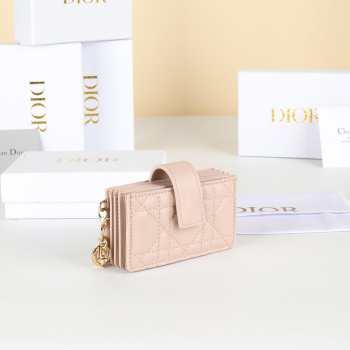 Uubags Lady Dior Jasmine Card Holder Powder Pink Cannage Lambskin 10.5x6x2.5cm