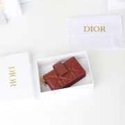 Uubags Lady Dior Jasmine Card Holder Red Cannage Lambskin 10.5x6x2.5cm - 6