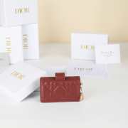 Uubags Lady Dior Jasmine Card Holder Red Cannage Lambskin 10.5x6x2.5cm - 4