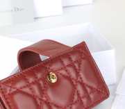 Uubags Lady Dior Jasmine Card Holder Red Cannage Lambskin 10.5x6x2.5cm - 2