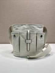 Uubags Prada Route mini canvas and leather bucket bag in natural 23x24.5x15cm - 3
