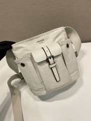Uubags Prada Route mini canvas and leather bucket bag in natural 23x24.5x15cm - 4