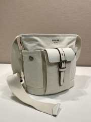 Uubags Prada Route mini canvas and leather bucket bag in natural 23x24.5x15cm - 6