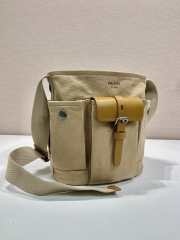 Uubags Prada Route mini canvas and leather bucket bag in beige 23x24.5x15cm - 5