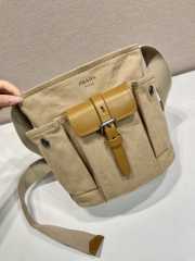 Uubags Prada Route mini canvas and leather bucket bag in beige 23x24.5x15cm - 4