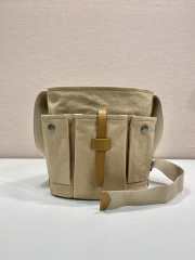 Uubags Prada Route mini canvas and leather bucket bag in beige 23x24.5x15cm - 2