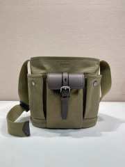 Uubags Prada Route mini canvas and leather bucket bag in khaki green 23x24.5x15cm - 1