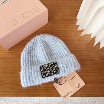 Uubags Miu Miu beanie with logo in light blue