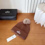 Uubags Alo Brown Ribbed Knit Beanie with Faux Fur Pom-Pom - 2