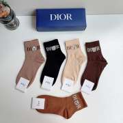 Uubags Dior Teddy Bear Logo Ribbed Cotton Ankle Socks Set - 1