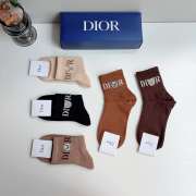 Uubags Dior Teddy Bear Logo Ribbed Cotton Ankle Socks Set - 3