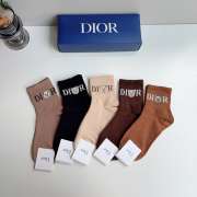 Uubags Dior Teddy Bear Logo Ribbed Cotton Ankle Socks Set - 4
