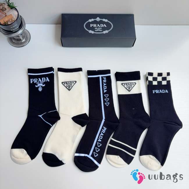 Uubags Prada Logo Socks Set - 1