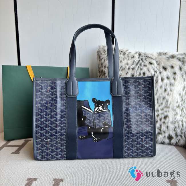 Uubags Goyard Villette Tote Bag MM In Navy Blue 45x15x32cm - 1