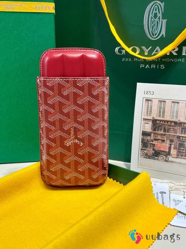 Uubags Goyard Churchill 3 Cigar Case In Red 18x8x3.5cm - 1