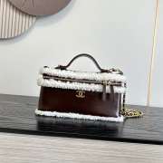 Uubags Chanel Vanity Case with Top Handle in Dark Brown Shearling Sheepskin & Gold-Tone Metal 17x19.5x5.5cm - 1