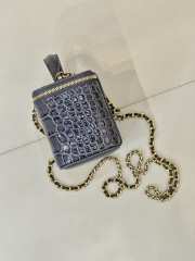 Uubags Chanel 2026 crocodile embossed vanity case in grey with chain 17cm - 6