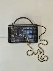 Uubags Chanel 2026 crocodile embossed vanity case in black with chain 17cm - 4