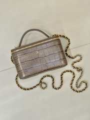 Uubags Chanel 2026 crocodile embossed vanity case in dark khaki with chain 17cm - 4