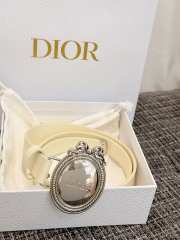 Uubags Dior Médaillon Belt White Smooth Calfskin Light Gold-tone Metal 25mm - 2