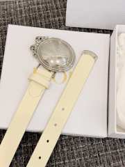 Uubags Dior Médaillon Belt White Smooth Calfskin Light Gold-tone Metal 25mm - 3