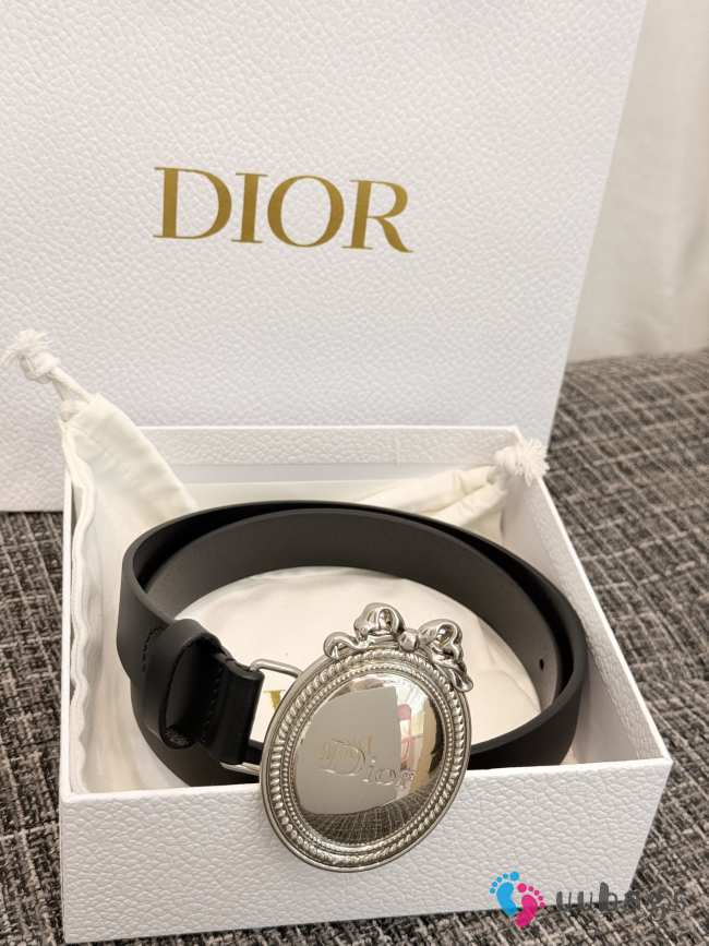 Uubags Dior Médaillon Belt Black Smooth Calfskin Silver-tone Metal 25mm - 1