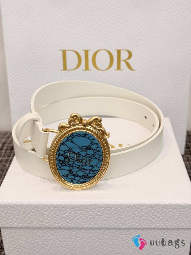 Uubags Dior Médaillon Belt White Smooth Calfskin 25mm M911 - 1
