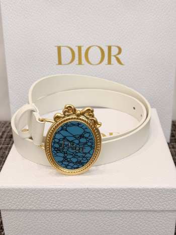 Uubags Dior Médaillon Belt White Smooth Calfskin 25mm M911