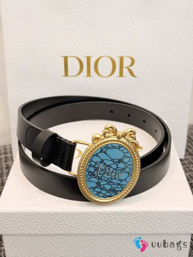 Uubags Dior Medaillon Belt Black Smooth Calfskin 25mm M911 - 1
