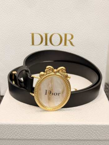 Uubags Dior Medaillon Belt Black Smooth Calfskin 25mm