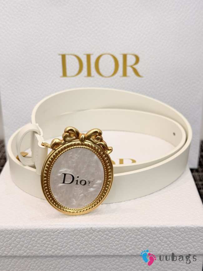 Uubags Dior Medaillon Belt White Smooth Calfskin 25mm - 1