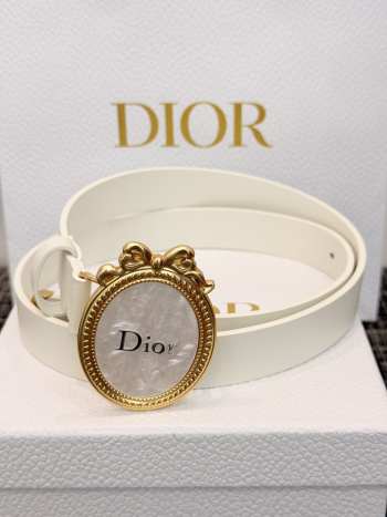 Uubags Dior Medaillon Belt White Smooth Calfskin 25mm