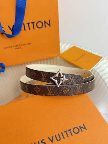 Uubags Louis Vuitton M4195V LV Flowergram Double-Sided Belt With Silver-tone Metal In Creme Monogram 2cm 