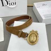 Uubags Dior Médaillon Belt Marron Bobby Brown Suede Calfskin With Gold Buckle 2.5cm - 5