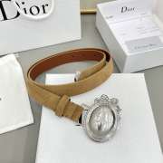 Uubags Dior Médaillon Belt Marron Bobby Brown Suede Calfskin With Silver Buckle 2.5cm - 4
