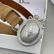 Uubags Dior Médaillon Belt Marron Bobby Brown Suede Calfskin With Silver Buckle 2.5cm - 2