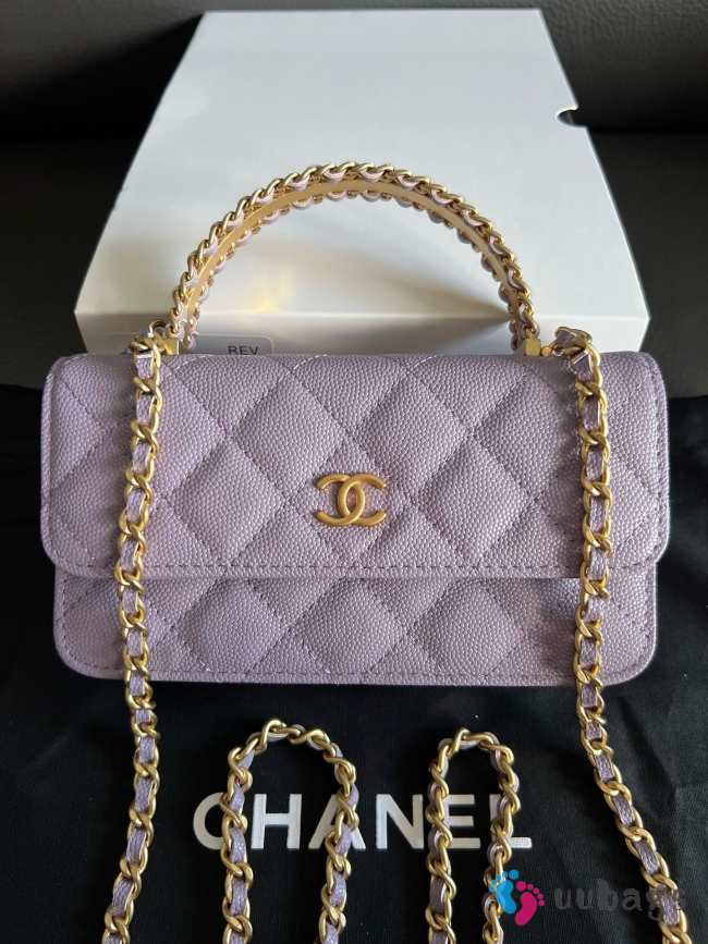 Uubags Chanel CC Top Handle Bag In Taro Purple Caviar Leather With Chain 17cm - 1