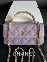 Uubags Chanel CC Top Handle Bag In Taro Purple Caviar Leather With Chain 17cm - 1