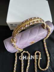 Uubags Chanel CC Top Handle Bag In Taro Purple Caviar Leather With Chain 17cm - 2
