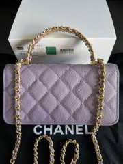 Uubags Chanel CC Top Handle Bag In Taro Purple Caviar Leather With Chain 17cm - 4