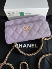 Uubags Chanel CC Top Handle Bag In Taro Purple Caviar Leather With Chain 17cm - 6