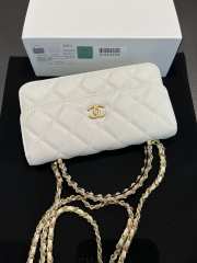 Uubags Chanel CC Top Handle Bag In White Caviar Leather With Chain 17cm - 6