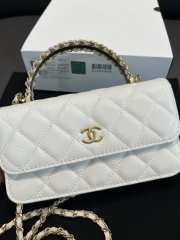Uubags Chanel CC Top Handle Bag In White Caviar Leather With Chain 17cm - 4