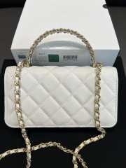 Uubags Chanel CC Top Handle Bag In White Caviar Leather With Chain 17cm - 3