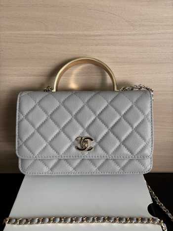 Uubags Chanel Woc CC Top Handle Bag In Grey Caviar Leather 19cm
